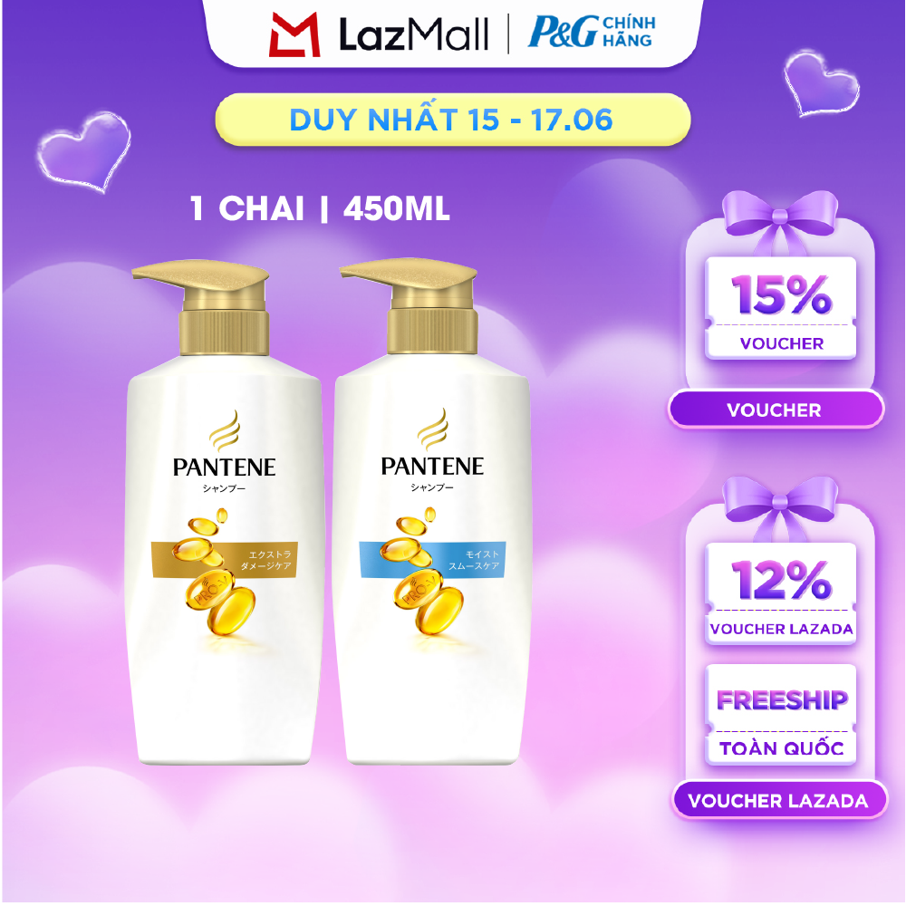 Dầu Gội PANTENE Pro-Vitamin Phục Hồi Hư Tổn/ Dưỡng Mềm Mượt Chai 450ML