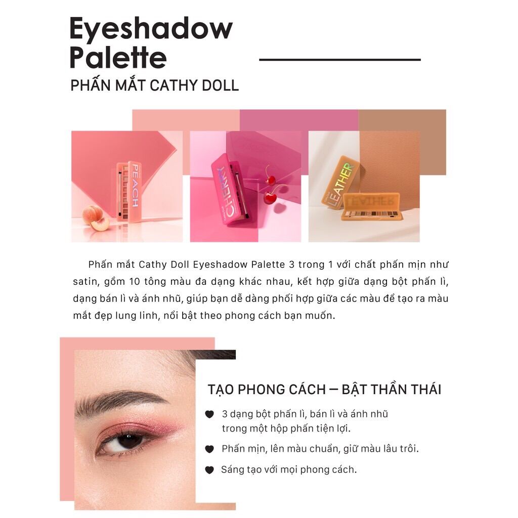 Bảng Phấn Mắt 3 Trong 1 Cathy Doll Eyeshadow Palette