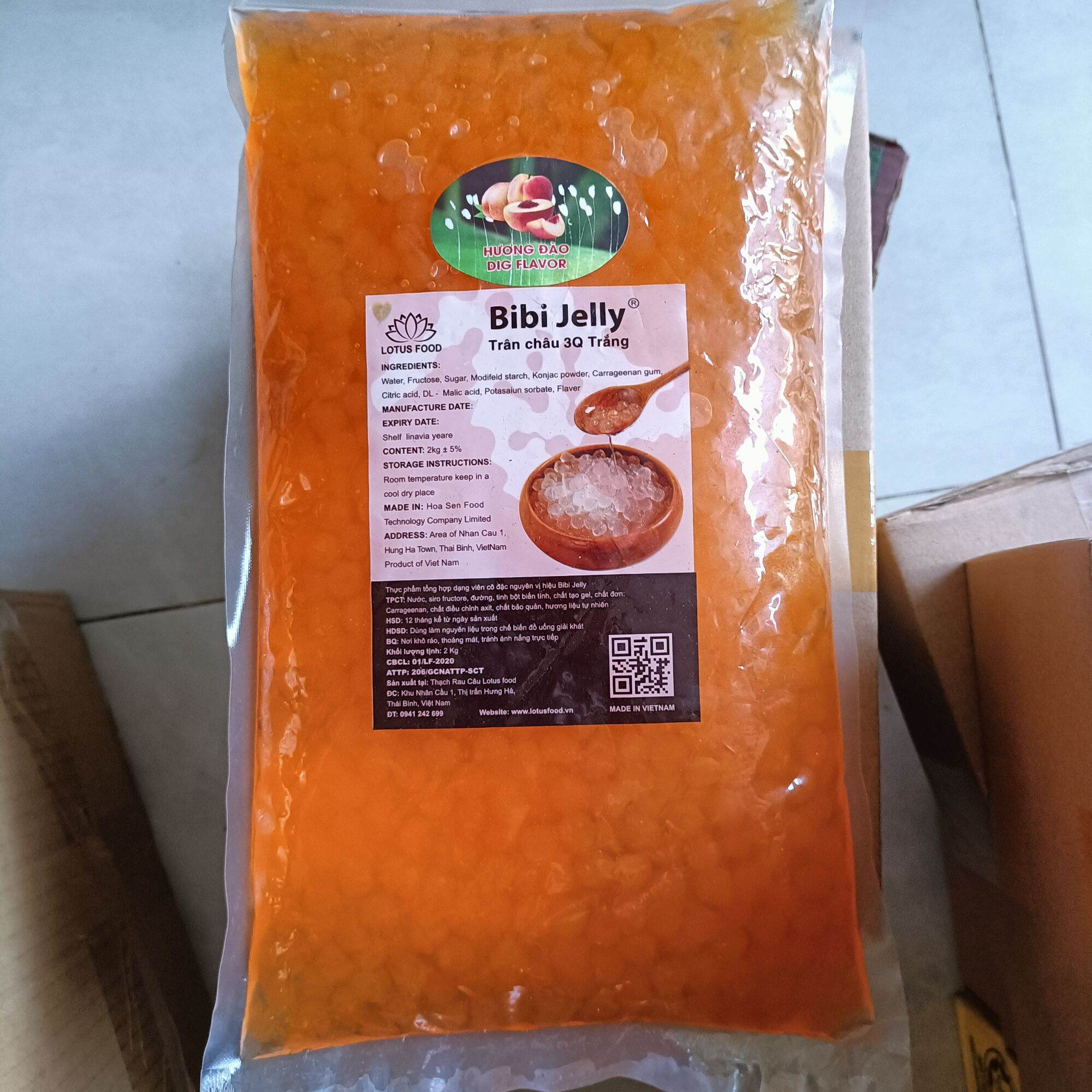 Trân Châu 3Q Bibi vị ĐÀO túi 2kg - thạch giòn ăn liền