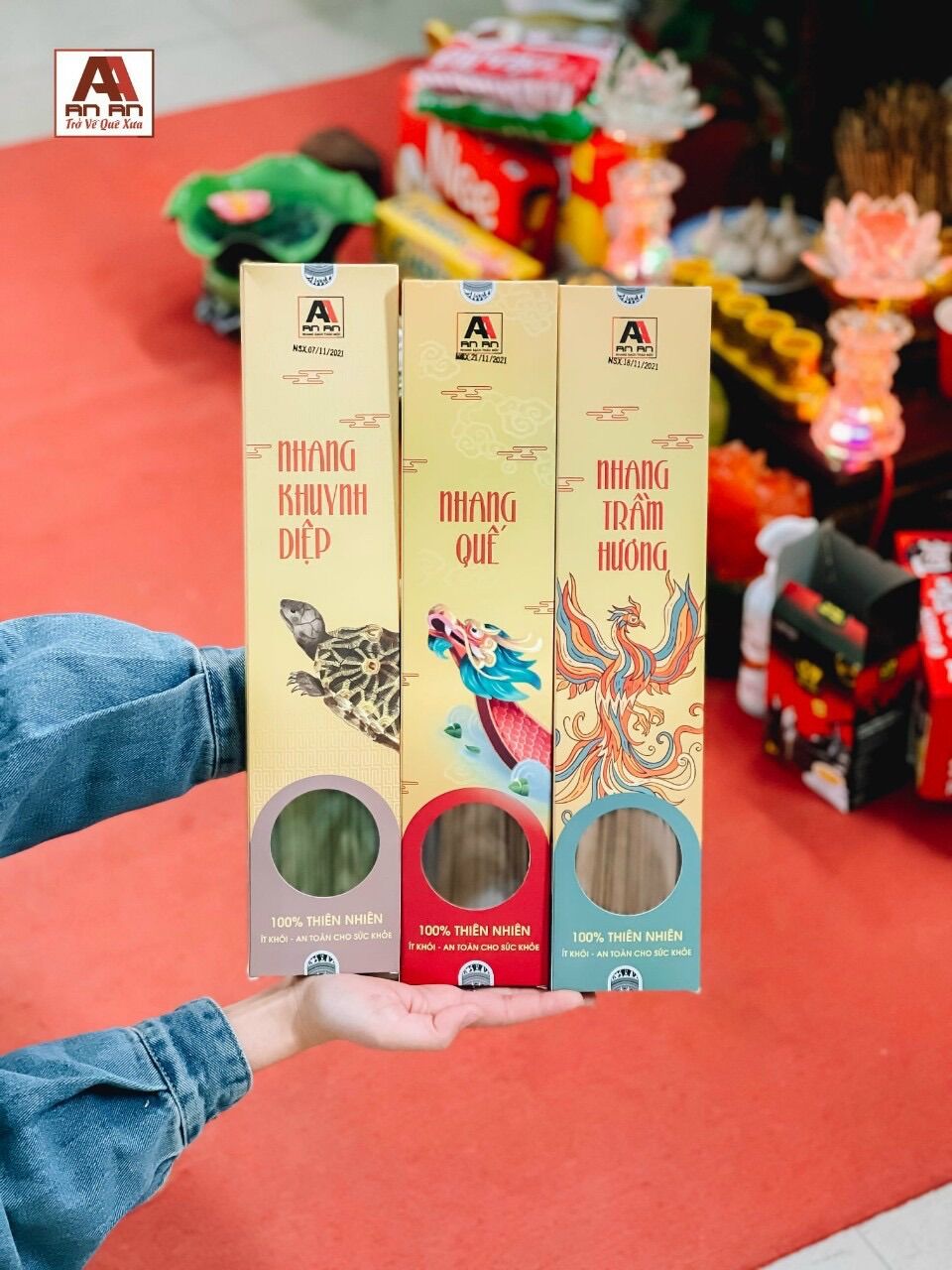 Nhang sạch an an mùi quế 40cm hộp 100 nén