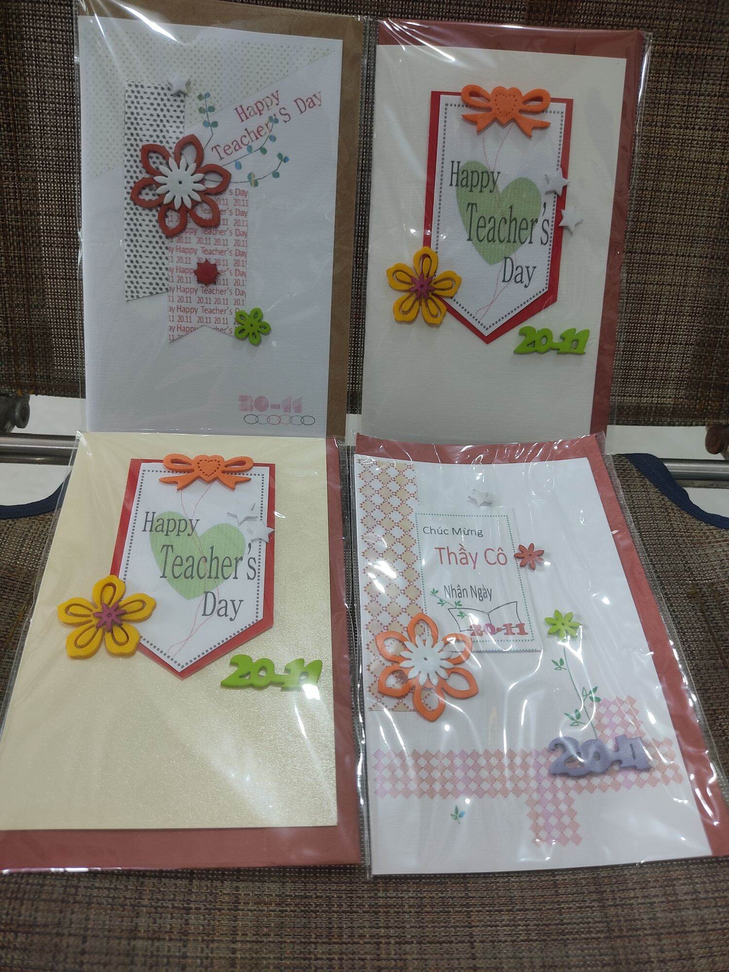 3 cái thiệp Chúc mừng 20.11 handmade