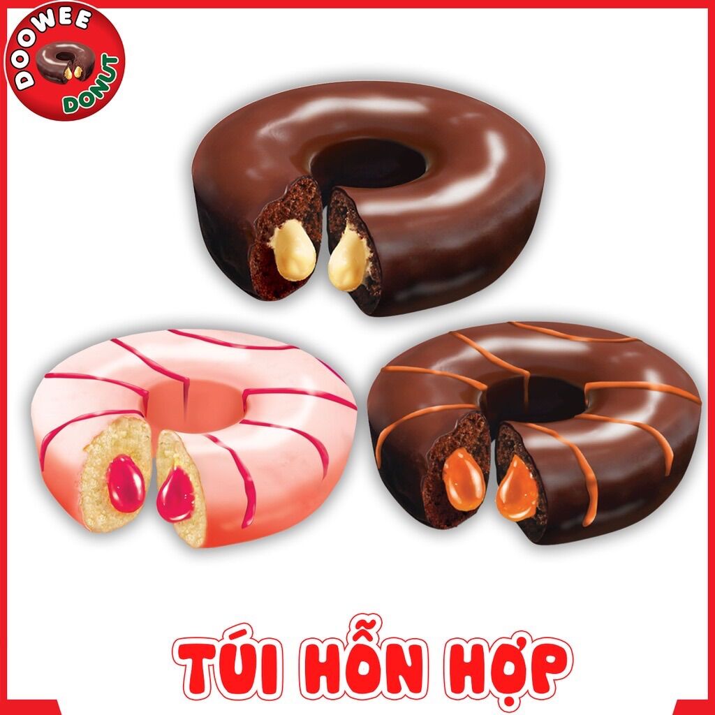 COMBO 12 CÁI BÁNH DONUT DOOWEE PHỦ SOCOLA(NGẪU NHIÊN)