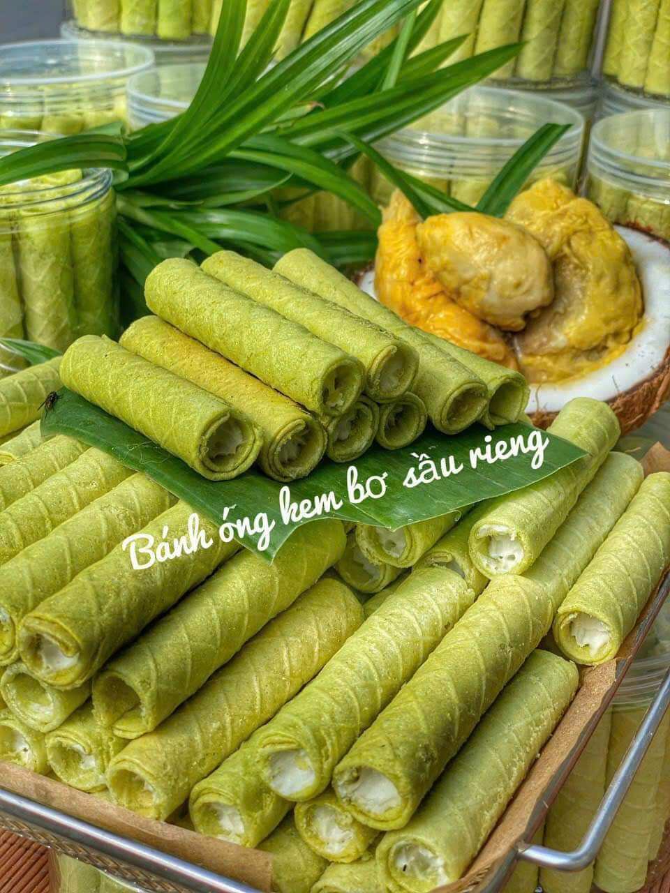 Bánh ống kem bơ sầu riêng hủ 300g