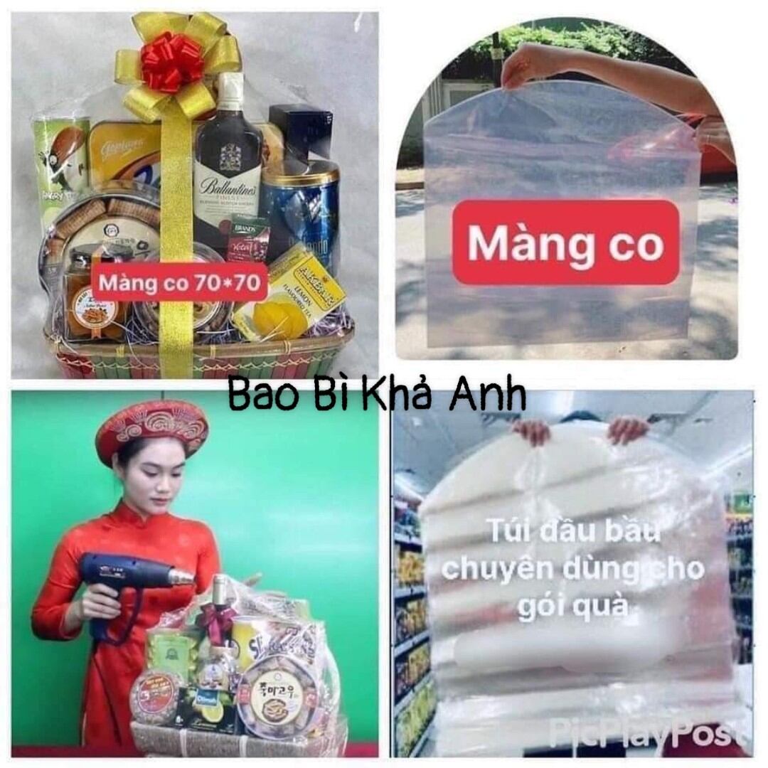 20 túi màng co bọc giỏ quà tết size 50x50 55x60 60x80 70x80 70x90cm bao bì khả anh