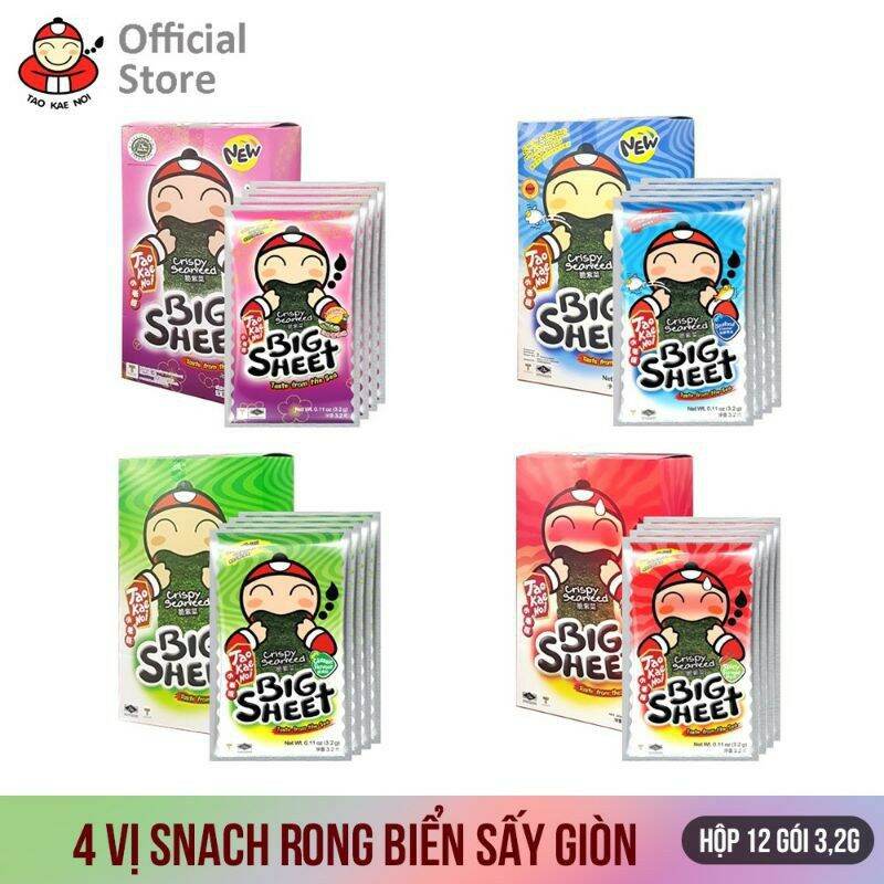 Hộp 12 Gói Snack Rong biển BIG SHEET Vị Truyền Thống -Gói 3.2g
