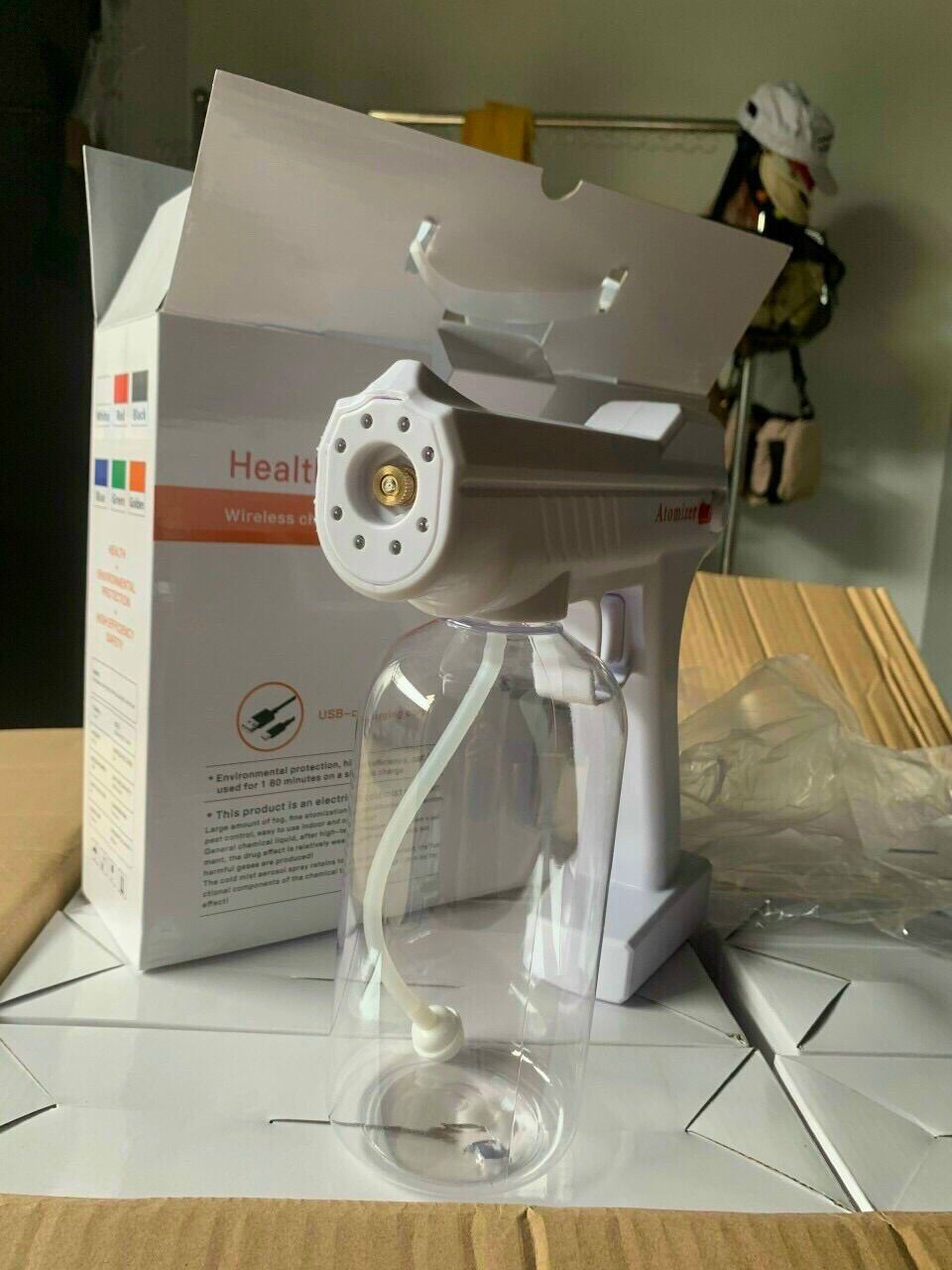 Tự Động Động Cơ (800Ml) Bình Xịt Khử Trùng Cầm Tay Sạc USB Không Dây Máy Phun Nano Ánh Sáng Xanh Sương Khử Trùng