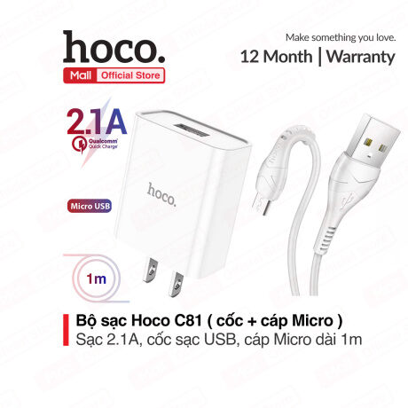 Bộ sạc Hoco c81 micro usb sạc nhanh 2.1A kèm cáp