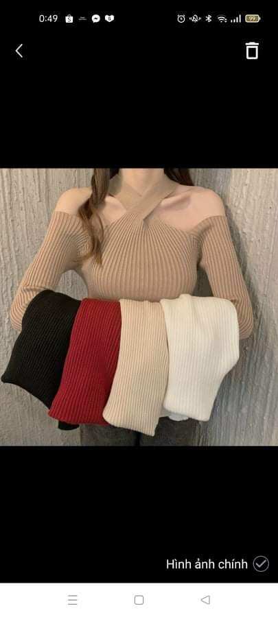 Áo chéo cổ xinh lung linh đủ màu ảnh thật ở cuối