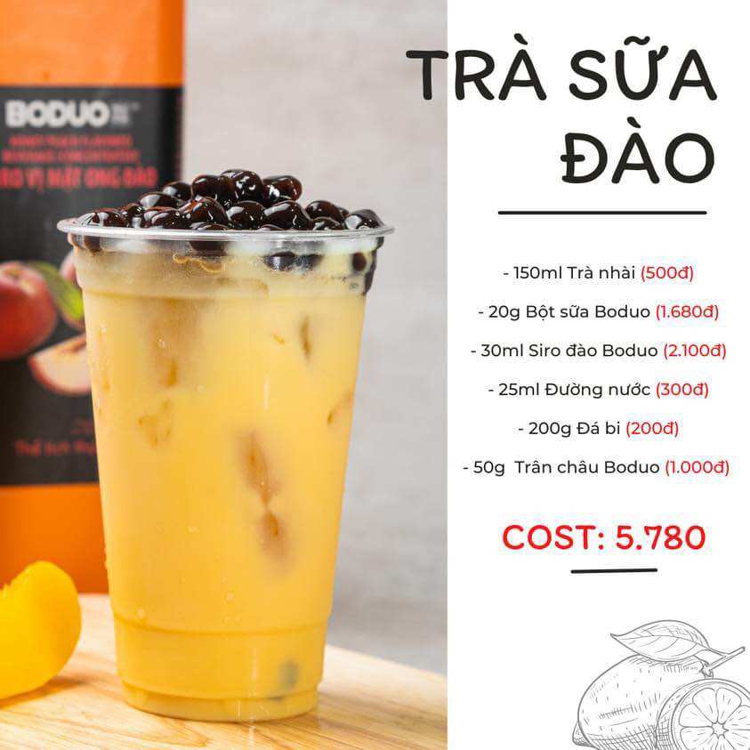 Siro đào Boduo chai 2L