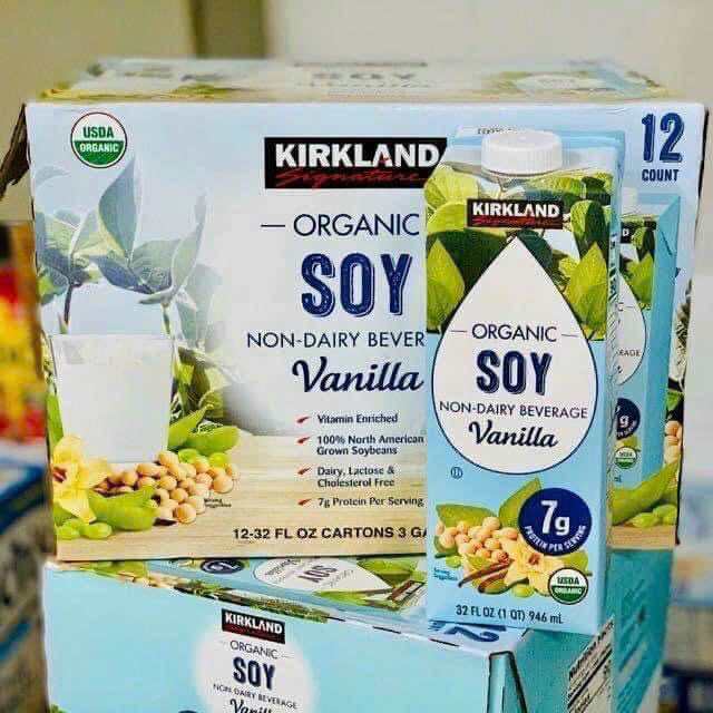 Sữa đậu nành organic Kirkland Signature Organic Soy Vanilla 946 ml của Mỹ