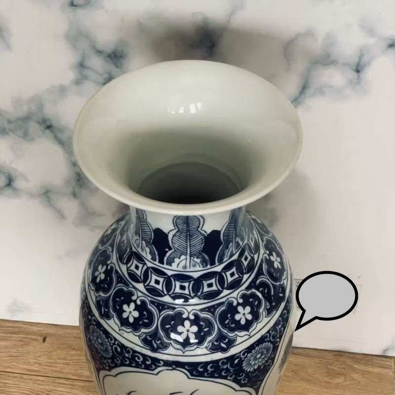 Lọ hoa , Bình bông men  xanh vẽ tứ cảnh ( mai , trúc , cúc , tùng)- gốm Bát Tràng