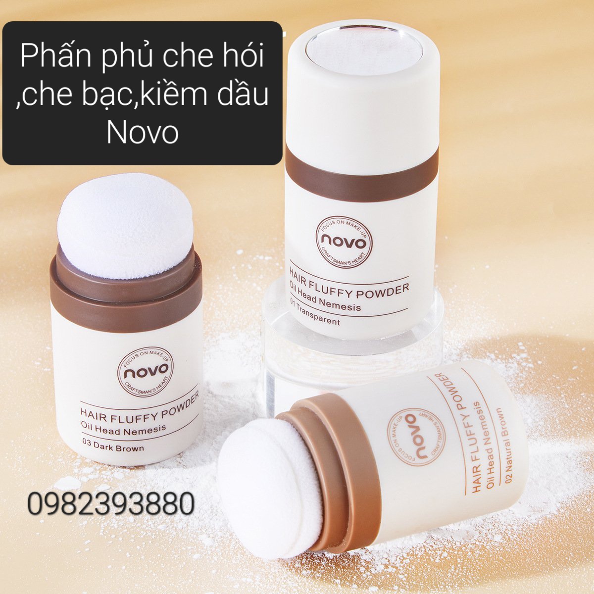Phấn phủ che hói-che chân tóc novo kiểm soát dầu nhờn