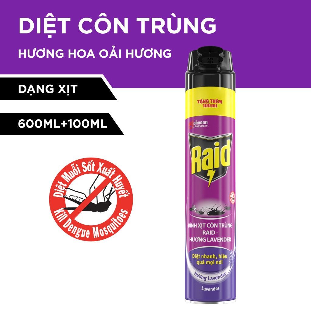 Chai Xịt Côn trùng Raid - Chai 520ml & 600ml