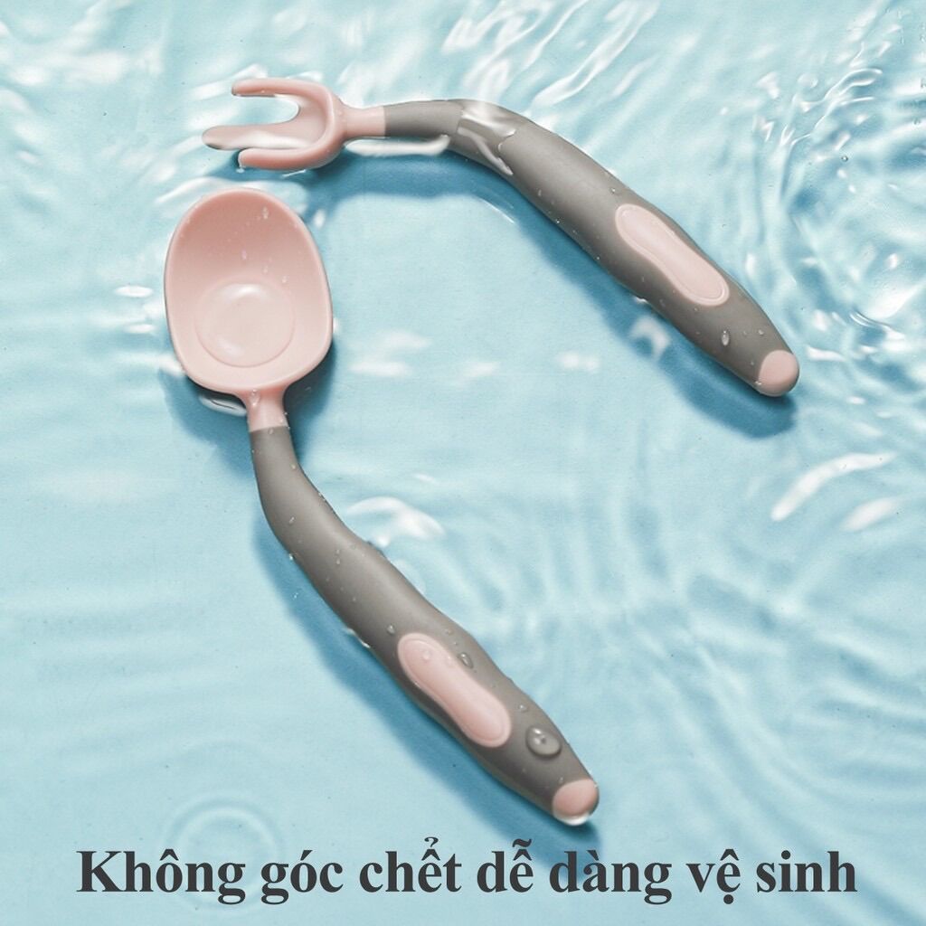 Bộ Thìa Dĩa Uốn Cong Cho Bé Tập Xúc