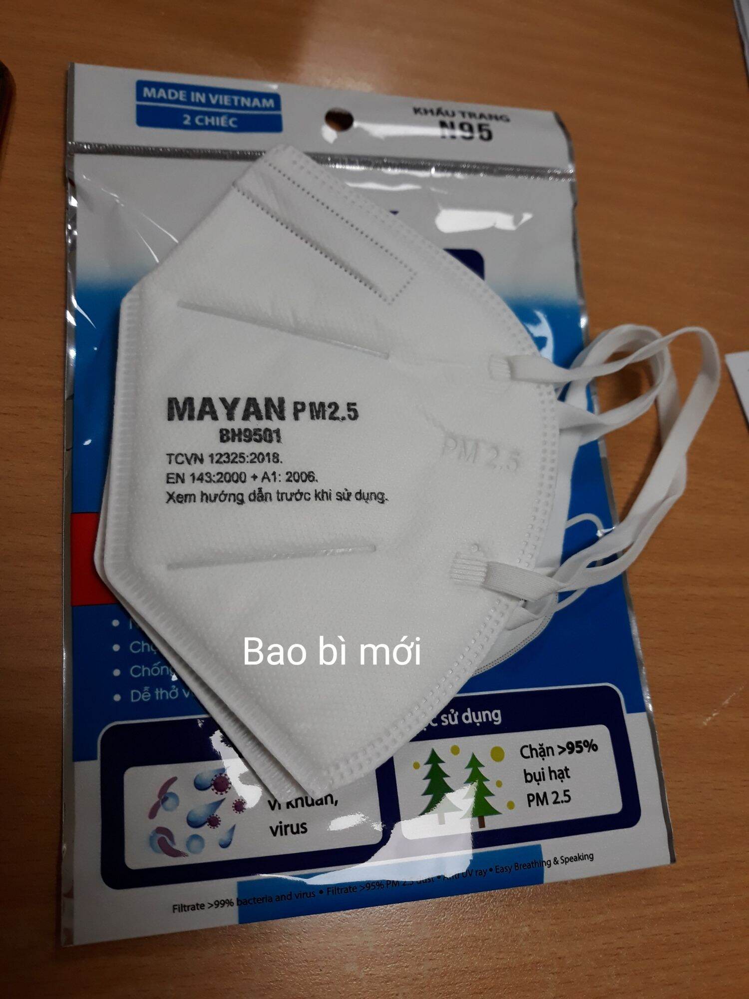 Combo 5 gói x2 cái N95 BH 9501 Mayan có mút đệm