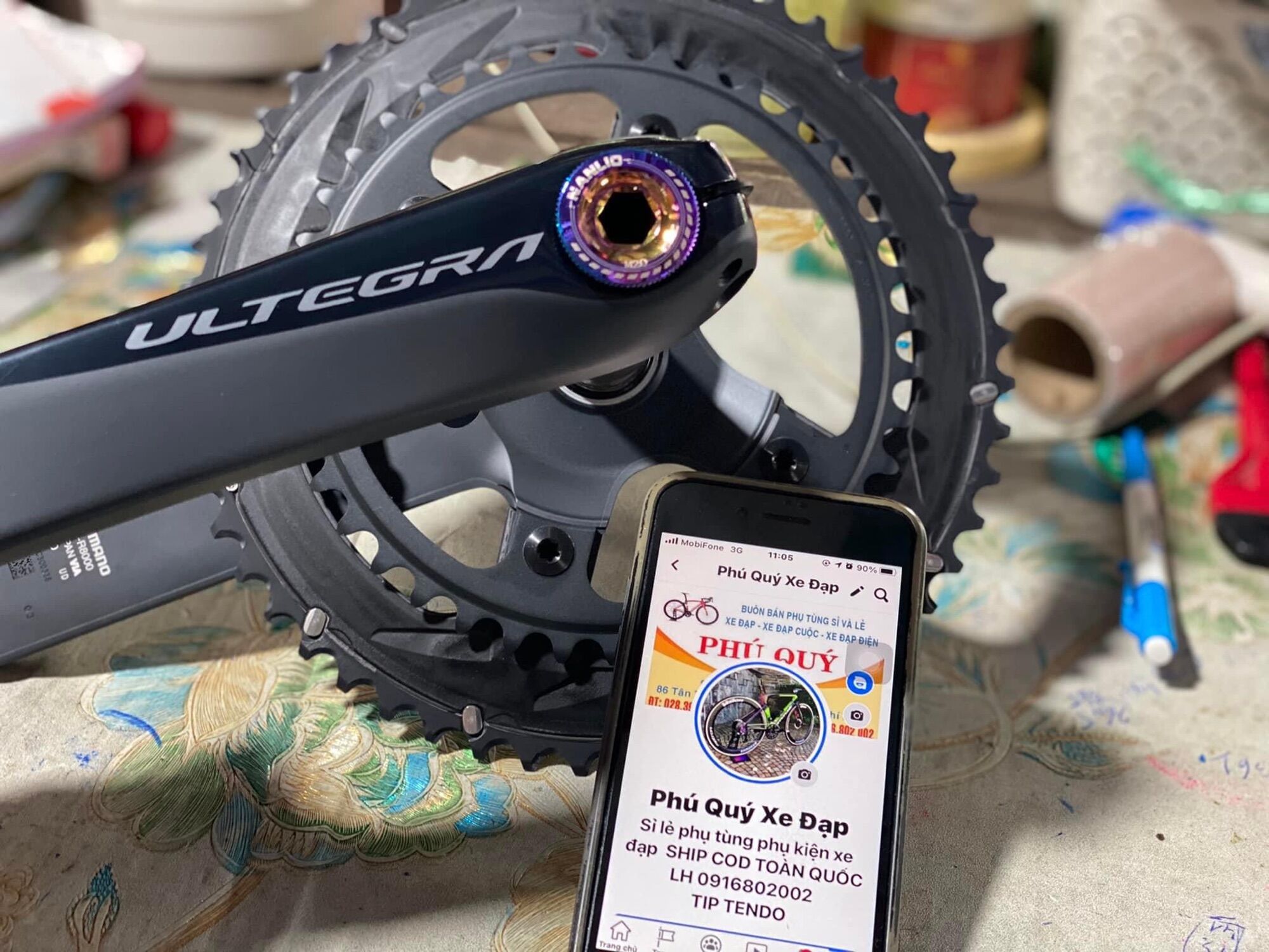 Ốc trục rỗng giò dĩa xe đạp shimano