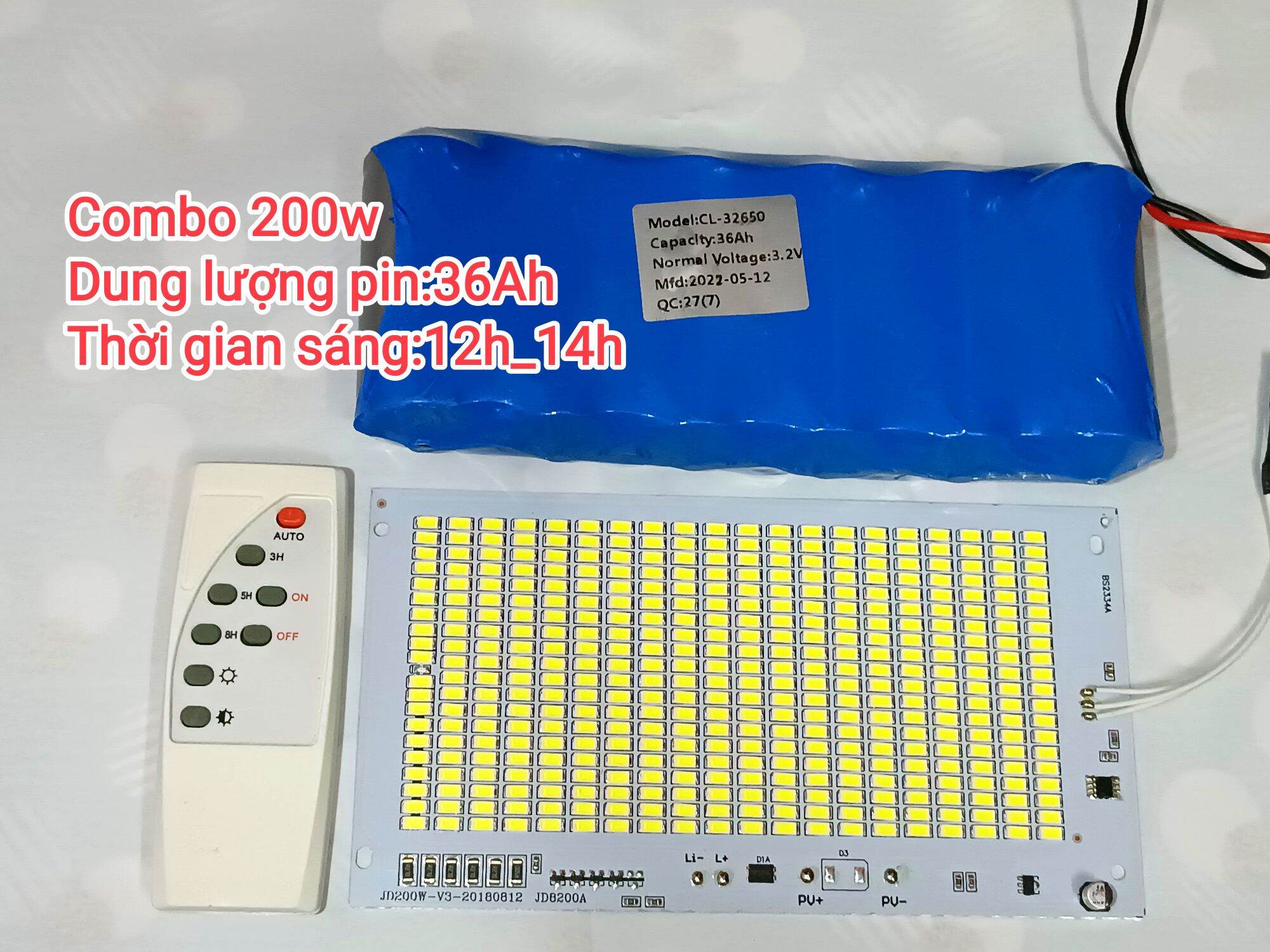 Combo 200w pin 32650 điện áp 3,2v đã có mạch bảo vệ 1s