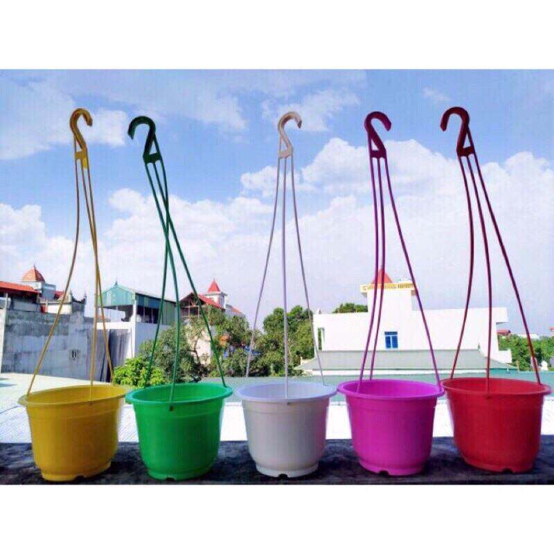 Combo 10 chậu tròn trồng hoa,cây cảnh - Chậu tròn trồng hoa,cây cảnh gồm chậu+dây treo