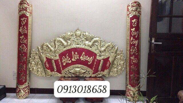 Bộ hoành phi câu đối bộ cuốn thư câu đối 1m55 gồm 1 mặt cuốn thư + 2 câu đối