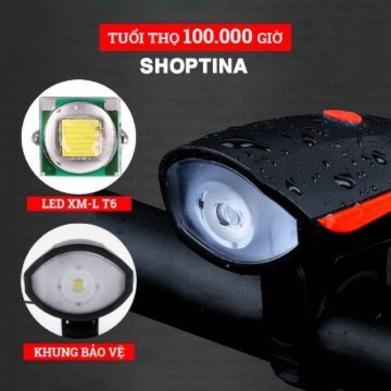 Bộ đèn trước xe đạp ( có còi vs sạc USB )