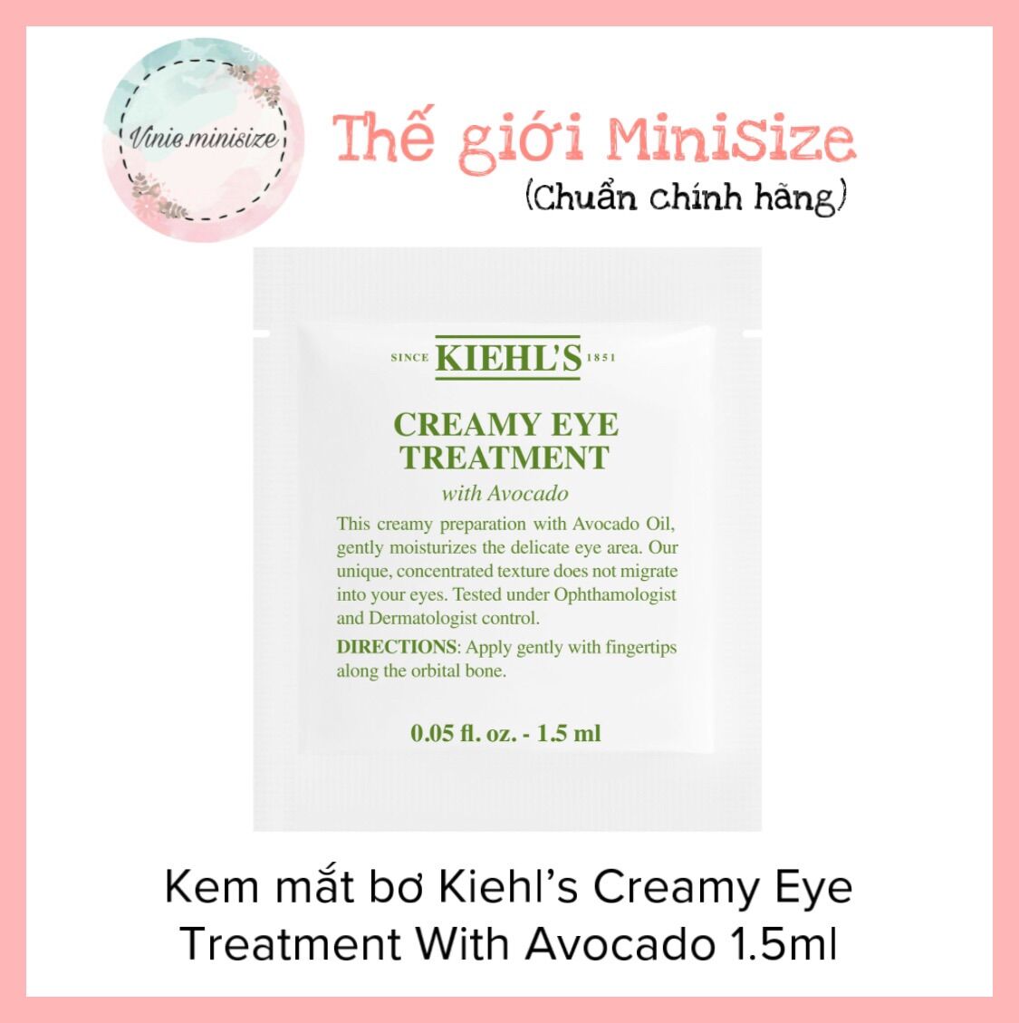 Kem dưỡng mắt bơ Kiehl’s Creamy Eye Treatment With Avocado 1.5ml | Vinie.minisize [Sample-Có sẵn]