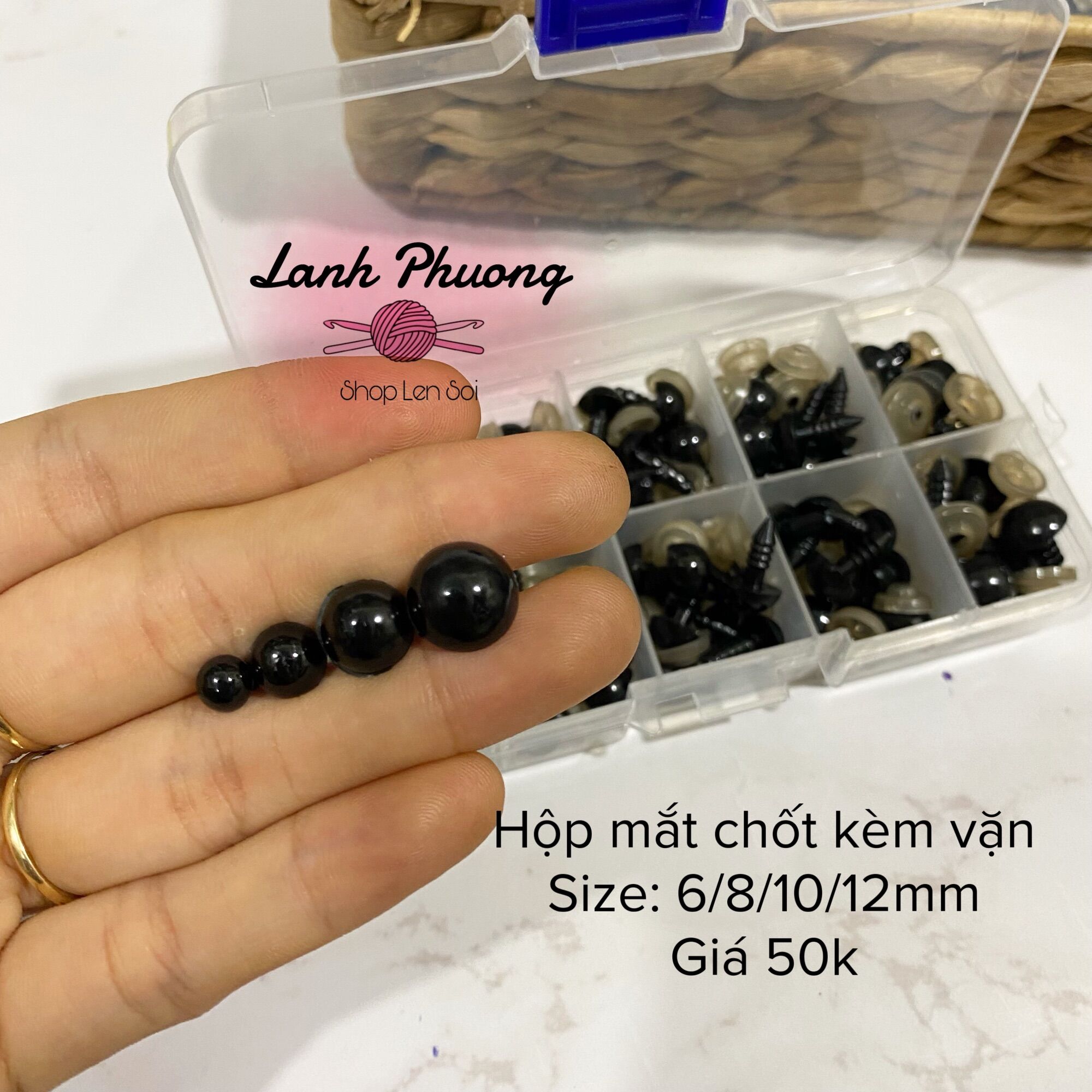 Hộp Mắt Thú Bông Chốt / Khâu/ Dán Nhiều Size