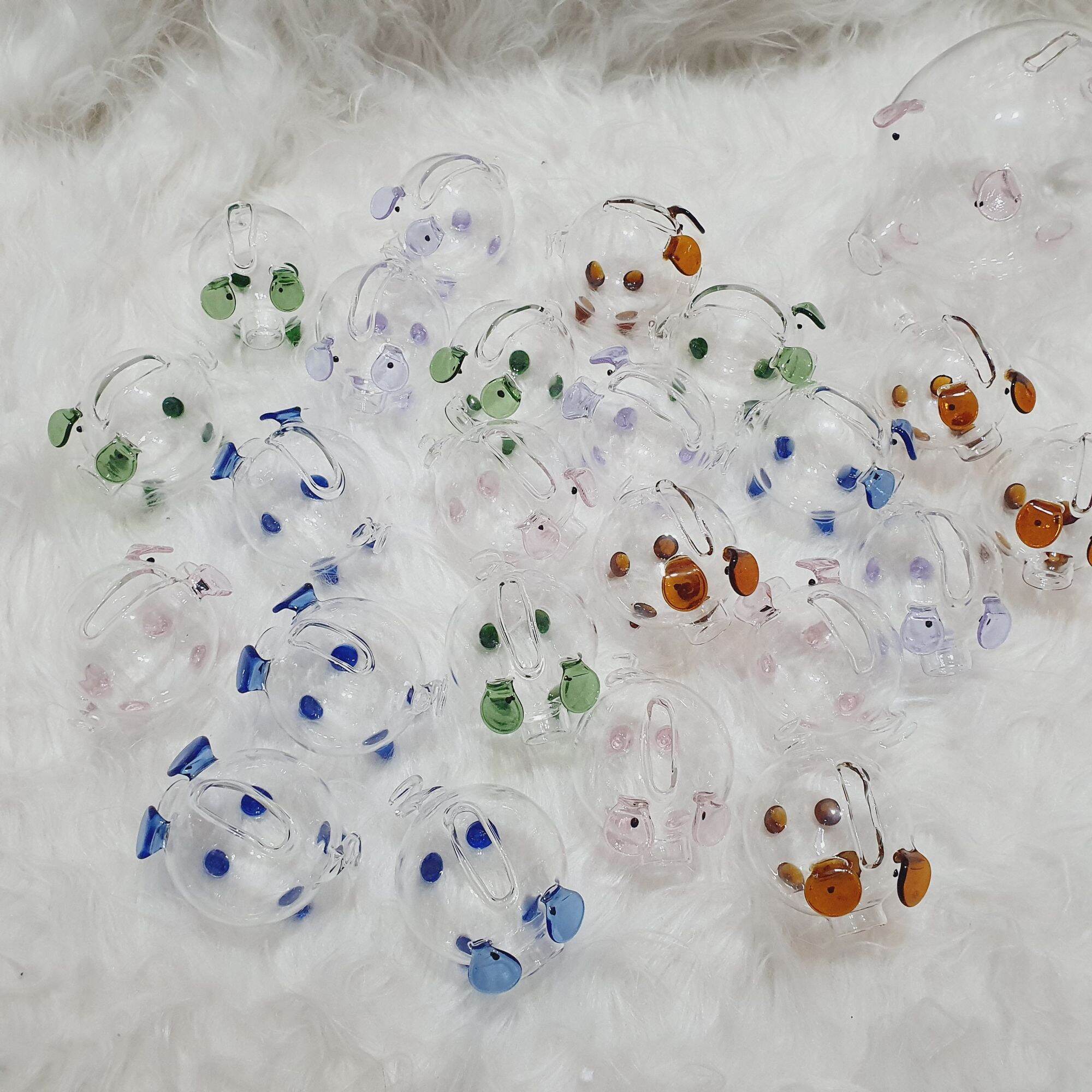 Mini Glass Piggy Bank Holds Lucky Money