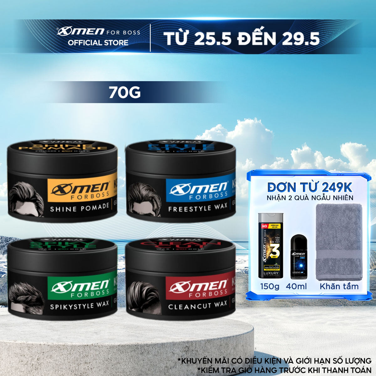 [MỚI] Sáp vuốt tóc nam Wax/Pomade Xmen for Boss 70g - Giữ nếp 8H với Keratin giúp tóc chắc khỏe