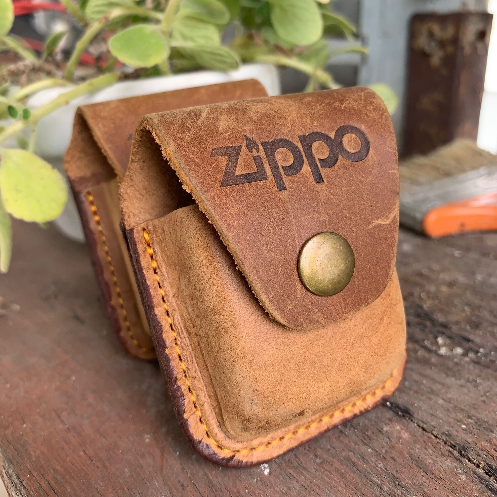 [HCM]Bao Da Zippo Chuyên Dụng Màu Vàng Bò - TRAN LEATHER