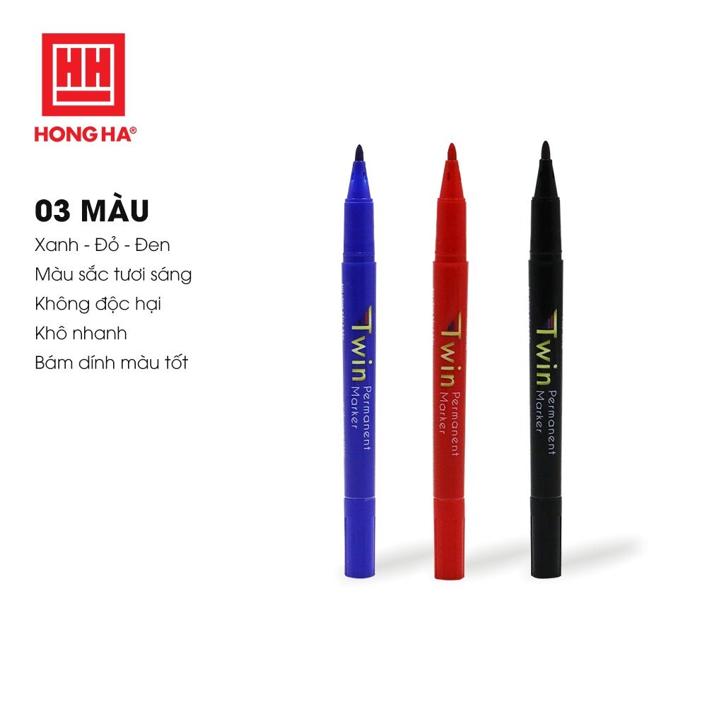 Hộp 12 cây bút lông dầu cd 2 đầu hồng hà gx-pm02 mã 6669