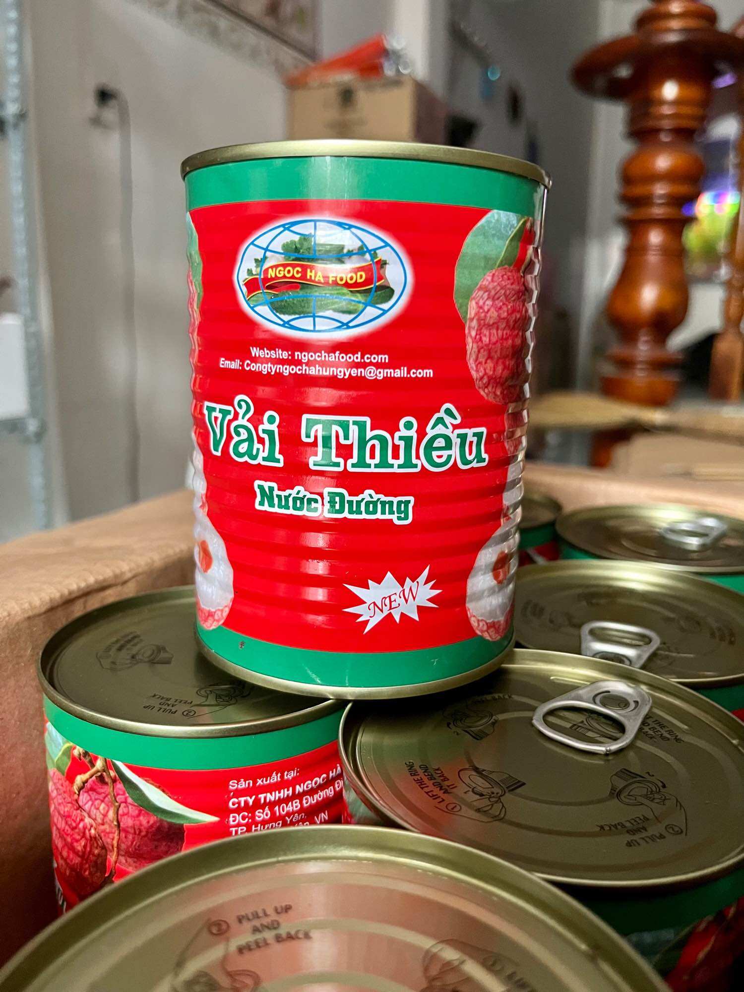 Vải Thiều Nước Đường Ngọc Hà đỏ lon 565gram