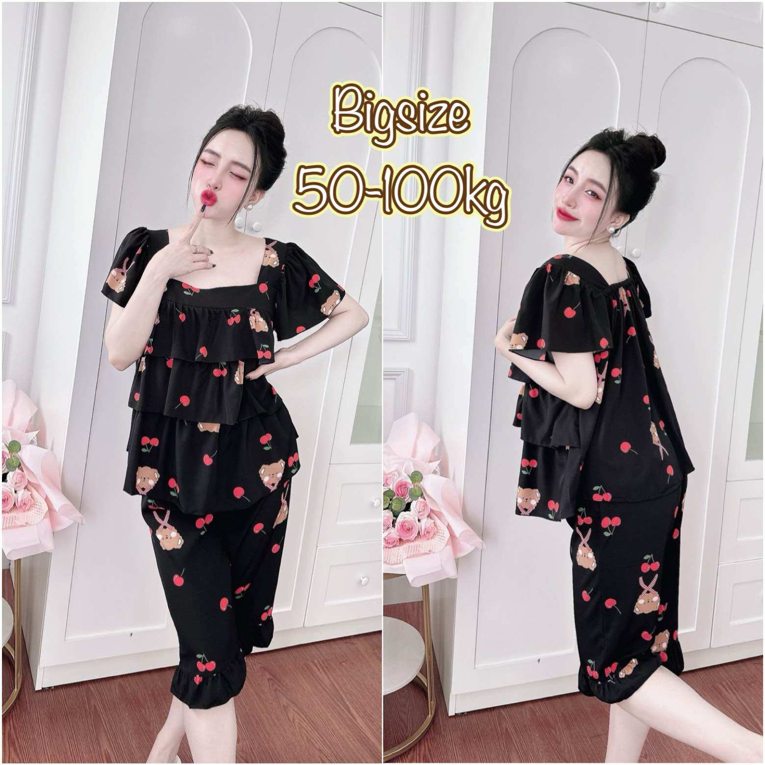 Đồ bộ bigsize lụa nhật cao cấp - hàng chuẩn size, chất mát - tay ngắn quần lửng