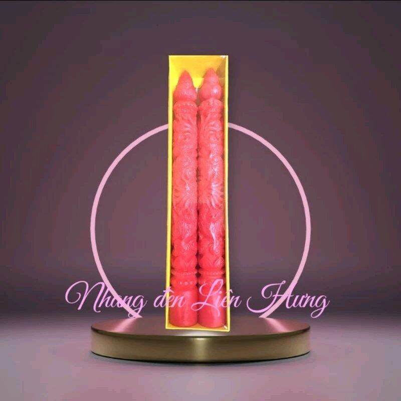 1 đôi đèn cầy chạm rồng 35cm