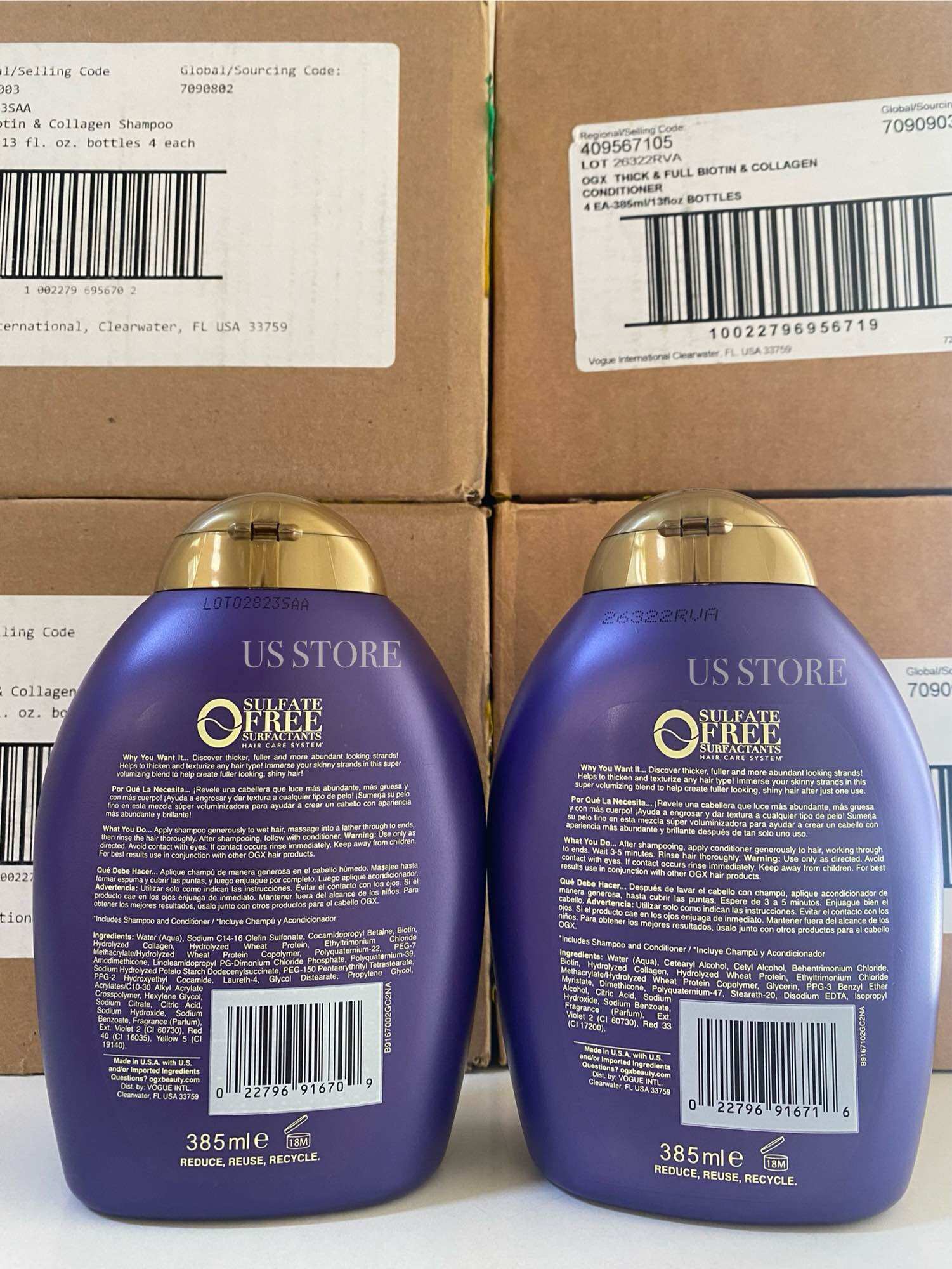 [Chính hãng - Bản Mỹ] Bộ dầu gội xả Biotin tím Thick & Full Biotin & Collagen OXG 385ml
