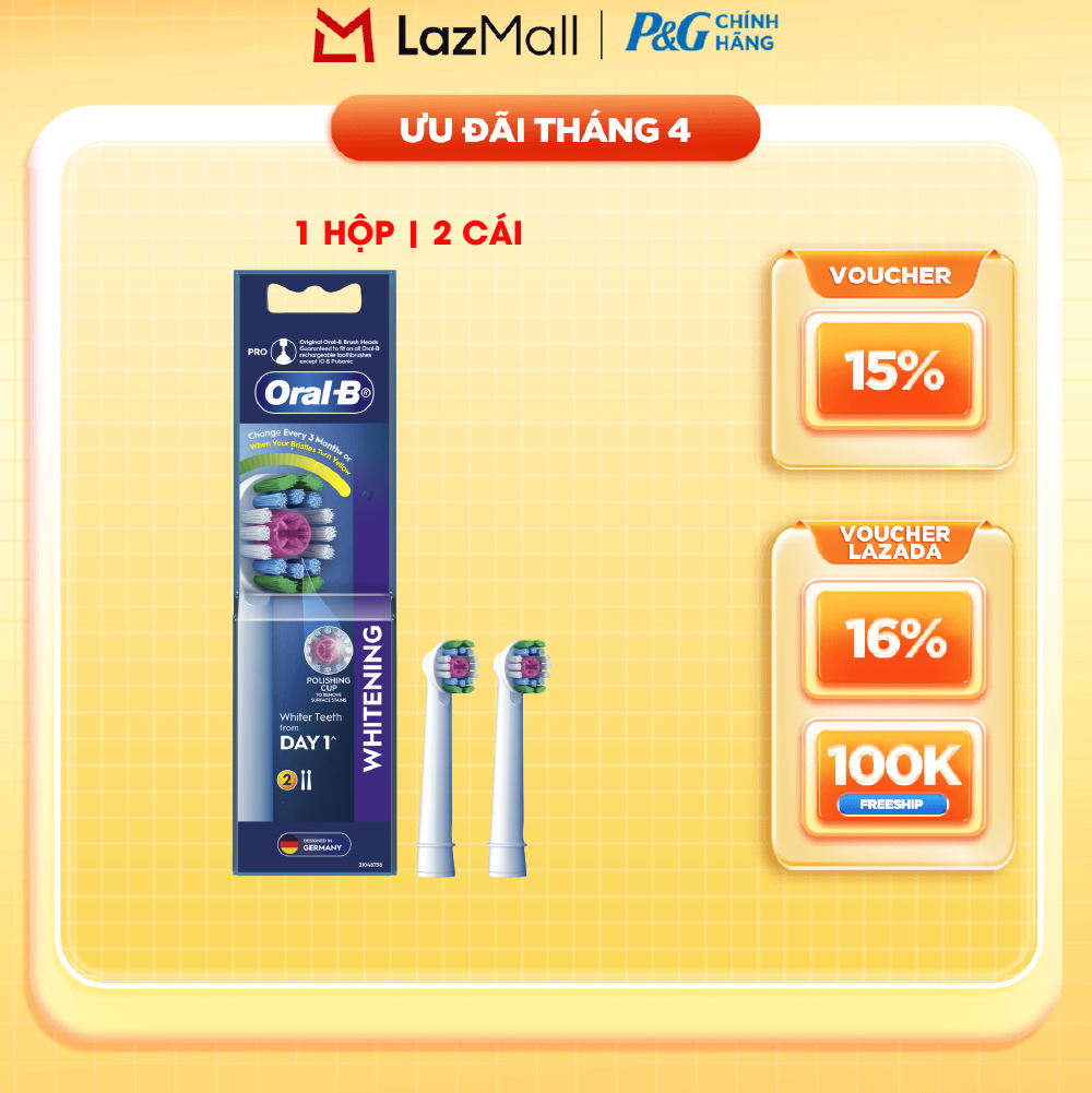 Đầu bàn chải điện thay thế Oral-B WHITENING - Hộp 2 Cái