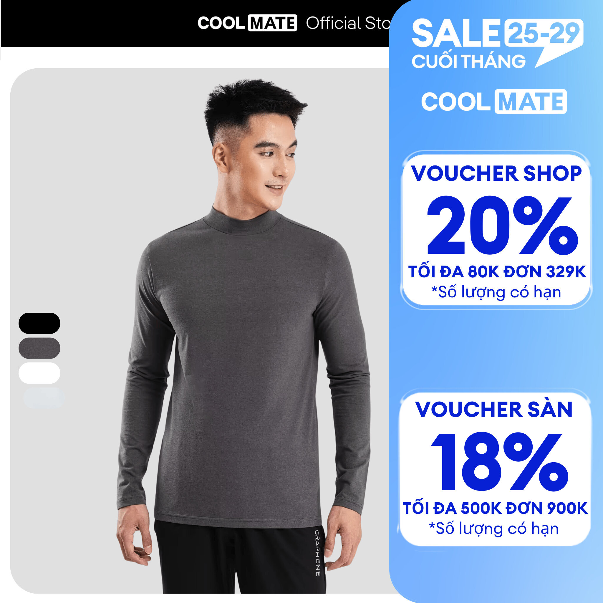 [GIÁ TỐT][OUTLET - KHÔNG ĐỔI TRẢ]Áo giữ nhiệt nam Modal Ultra Warm siêu ấm, thoáng khí - Coolmate