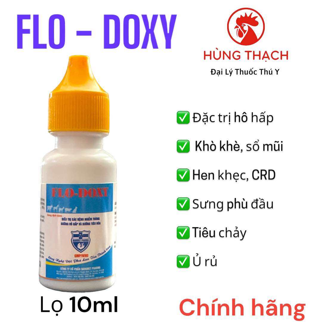 Flo-Doxy 10ml [Nanovet] trị viêm phổi khò khè sổ mũi hen suyễn sưng phù đầu tụ huyết trùng bọt mắt v