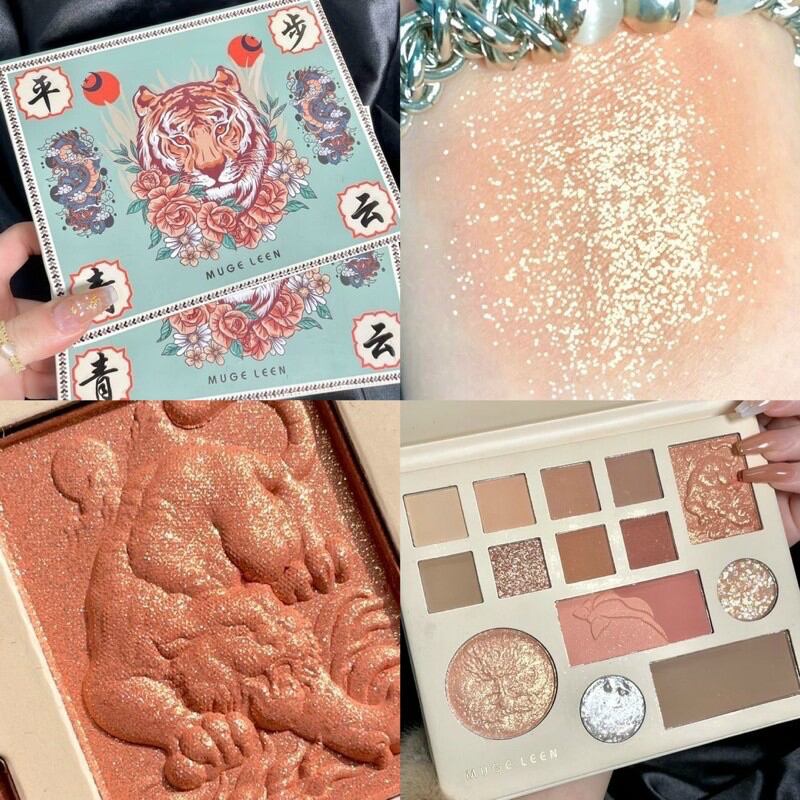 Bản phấn mắt kèm má hồng, highlight con cọp