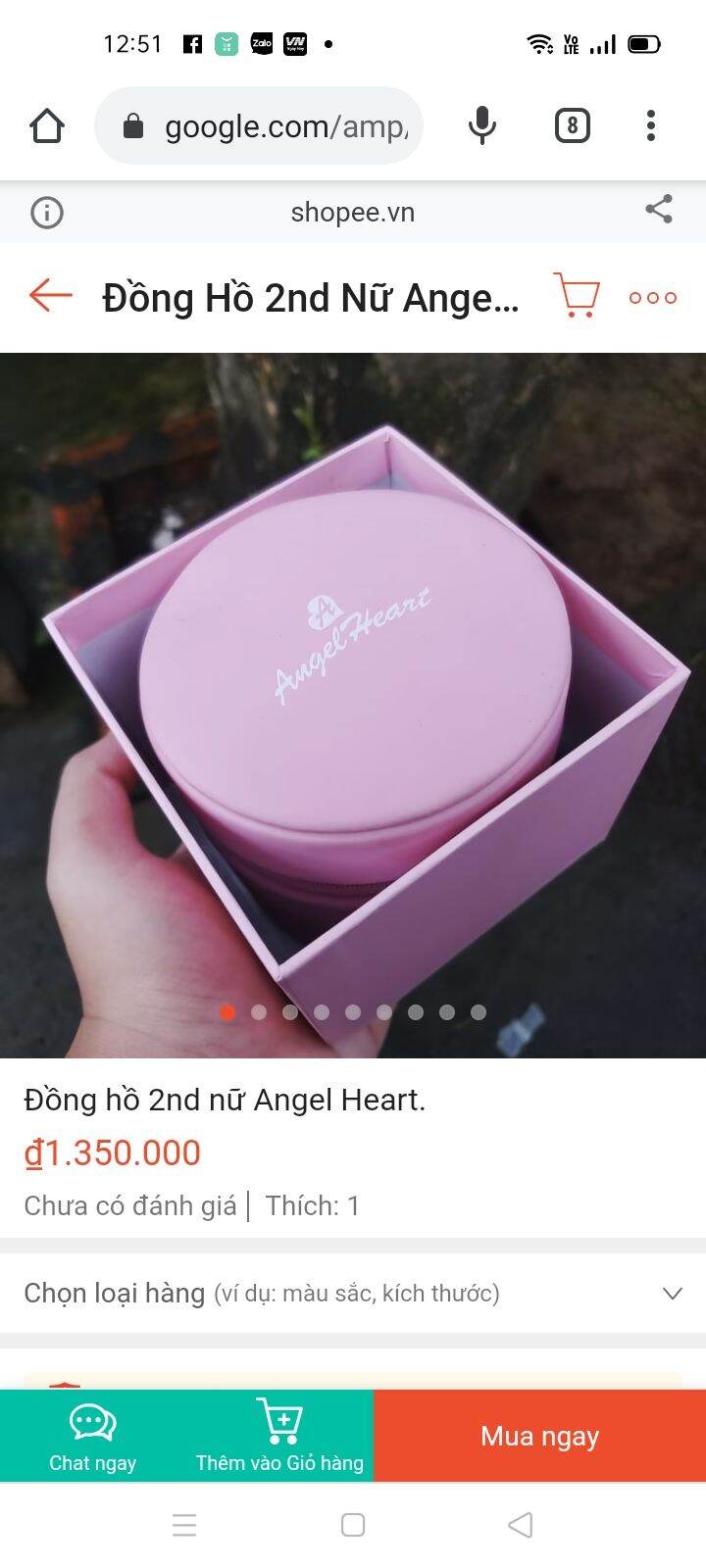 Angel Heart dành cho nữ Full hộp.Size mặt 21mm tính luôn núm.Hàng chính hãng Nhật bản.có 2 màu Vàng và Trắng.