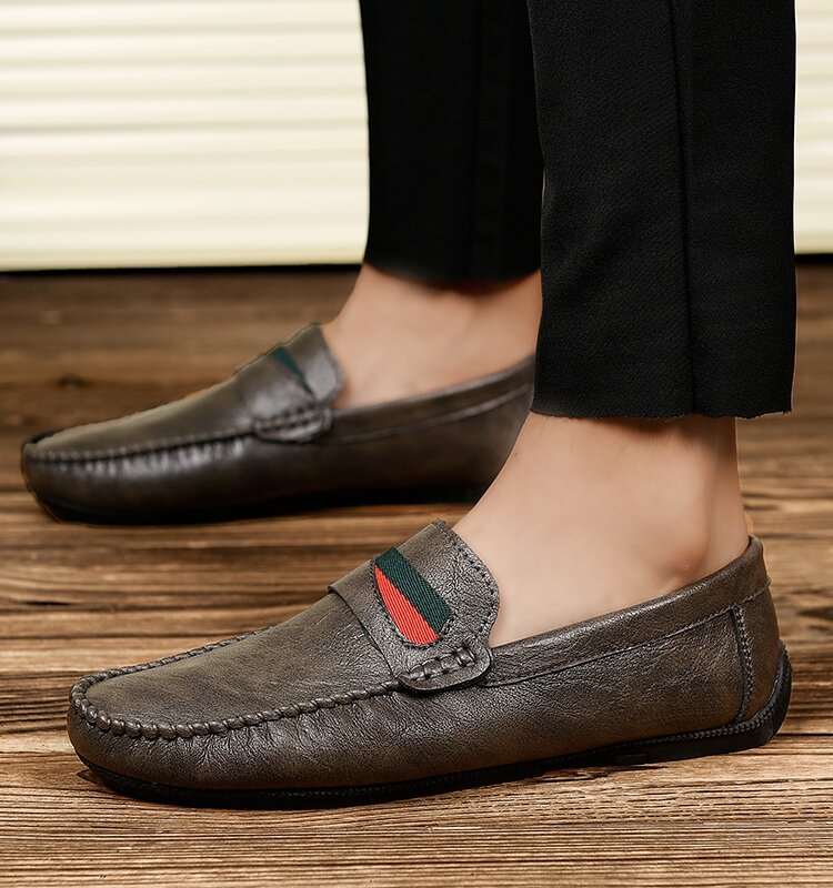 Giày Lười Da Thật Mùa Đông Thời Trang Đế Mềm Thoải Mái Cho Nam Đi Xe Hơi Giày Bốt Cao Đến Mắt Cá Chân Phong Cách Hàn Quốc Thường Ngày