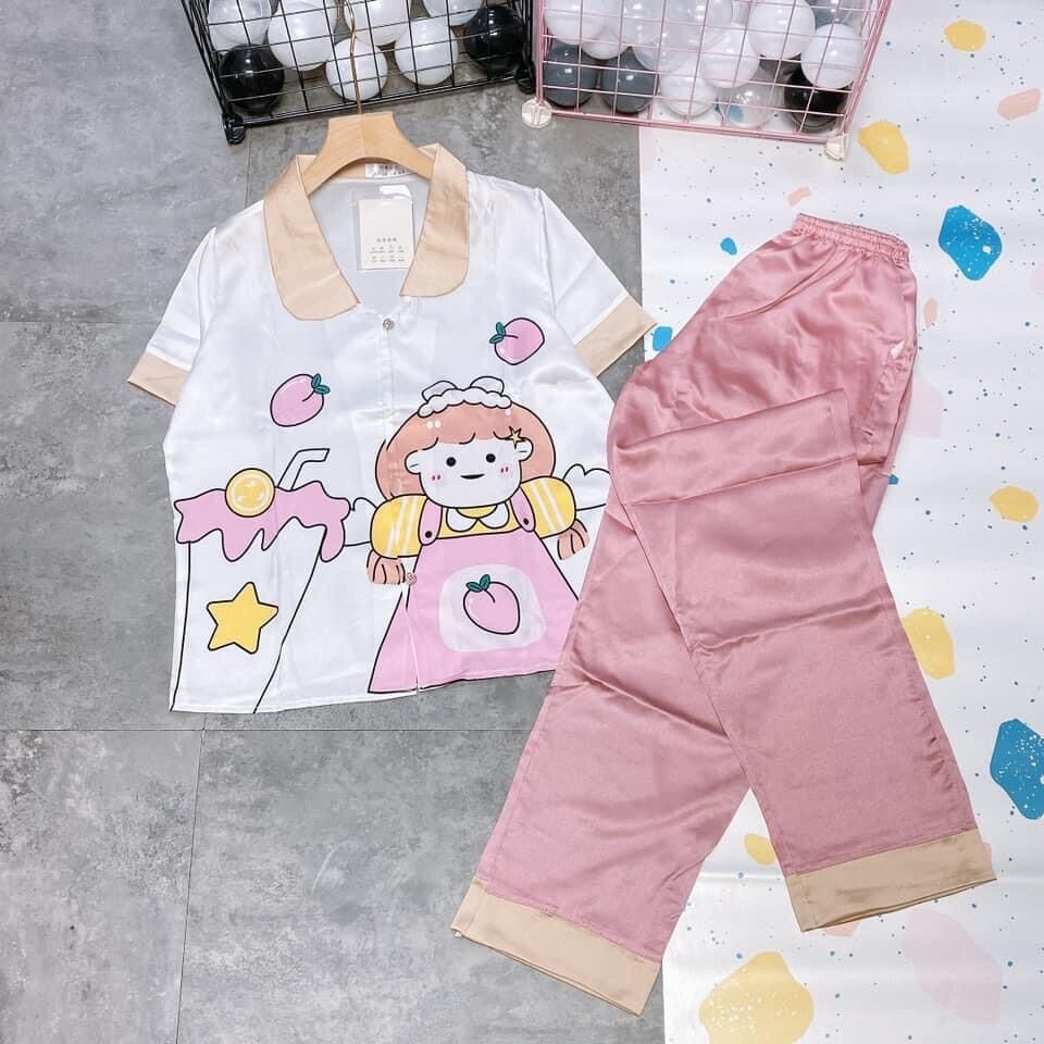 Bộ pijama lụa phi bóng loại 1