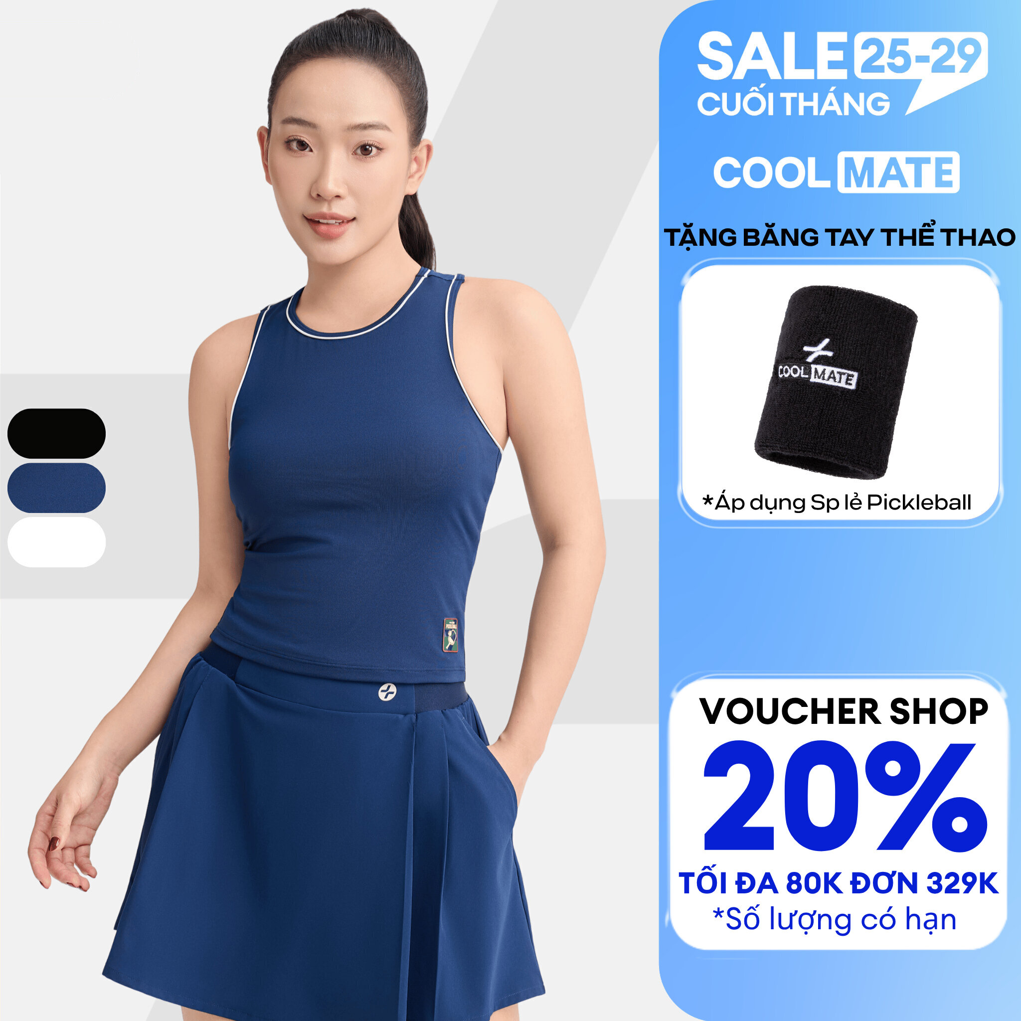 [TẶNG BĂNG TAY]Áo thể thao Tanktop nữ Pickleball Driveshot Essentials (có đệm mút) thấm hút, nhanh khô, co giãn - Coolmate Women