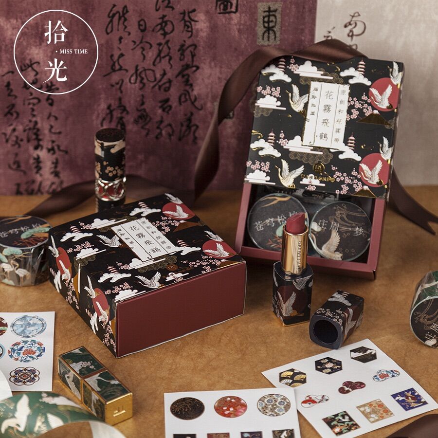 Set băng dán washi tape nhủ vàng / phản quang lớn dạng decal với stickers