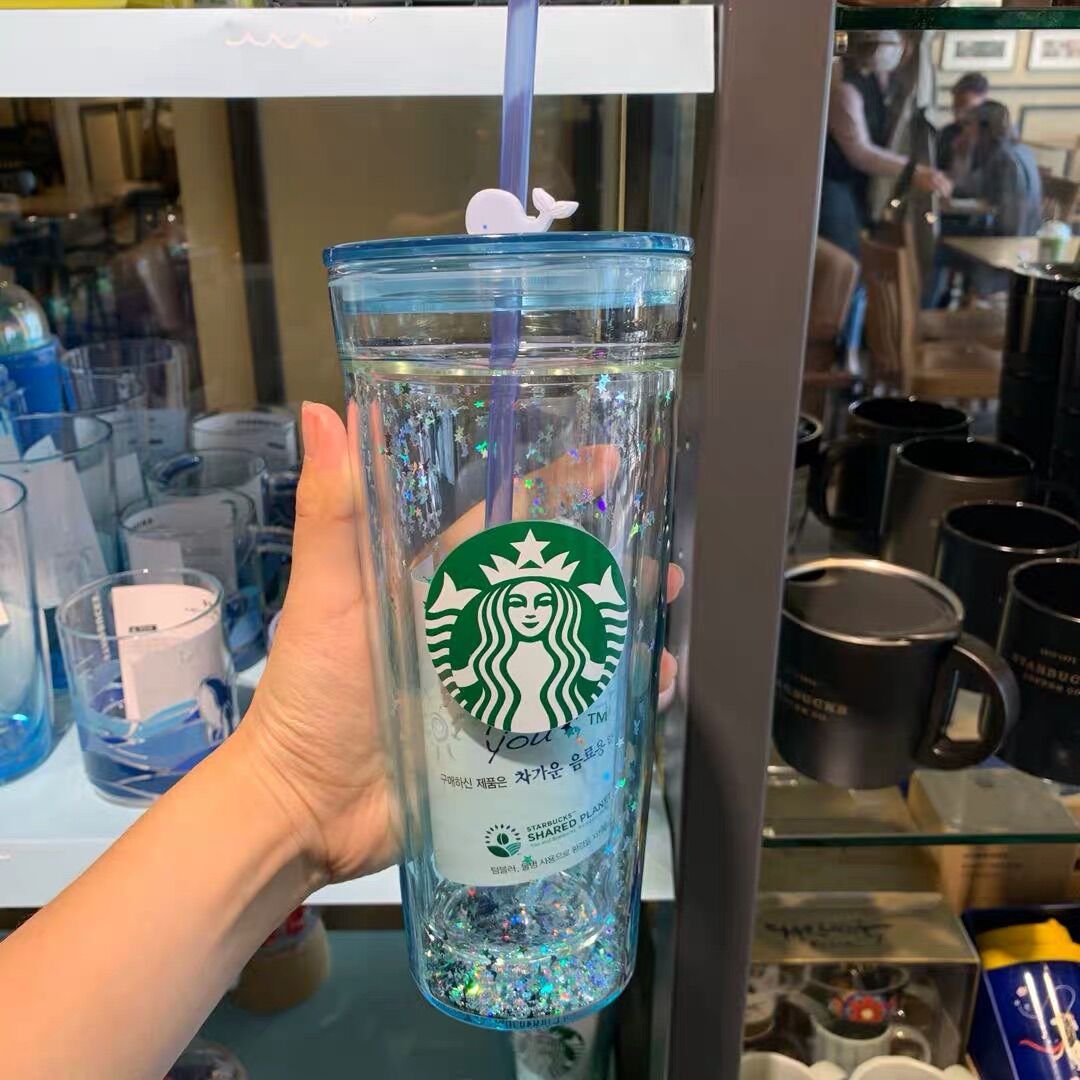 Ly thủy tinh 2 lớp STARBUCKS Cá voi Korea 2020 Dung tích 590ml