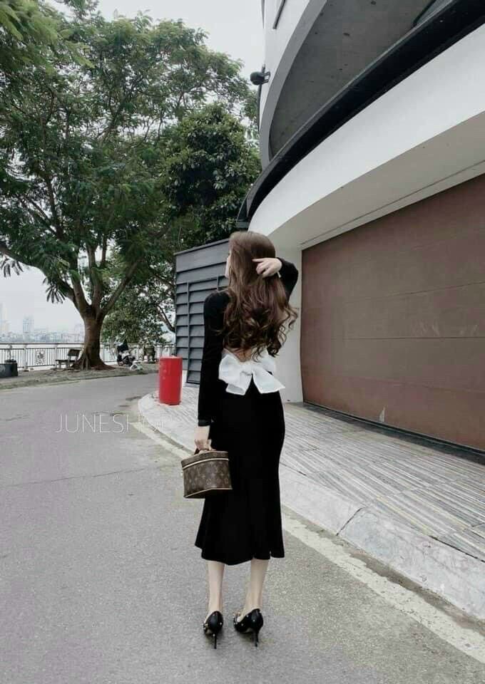 Đầm borip body phối nơ to sau BG