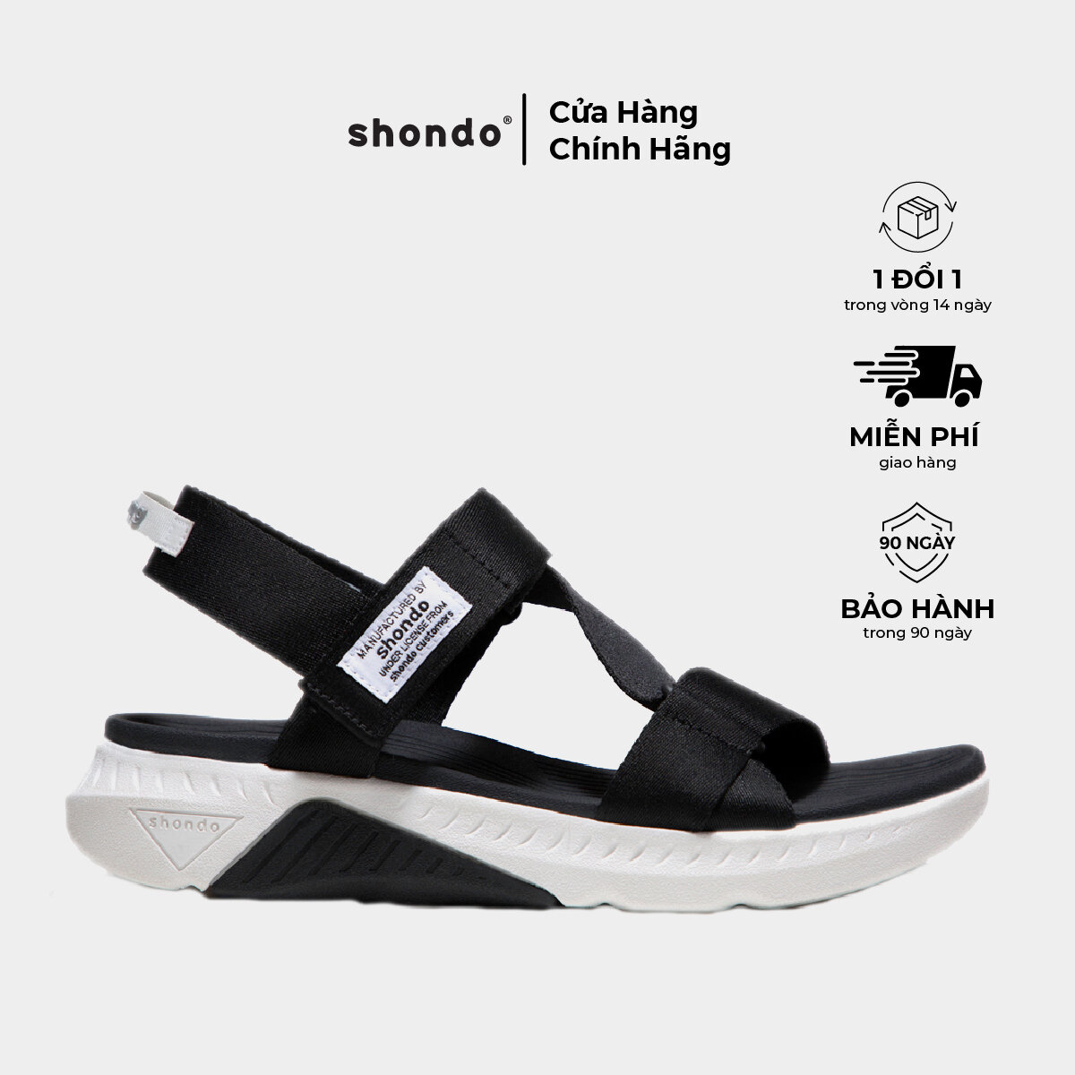 Giày Sandal Unisex Shondo F7 Racing Đế Trắng Phối Đen Quai Đen Shondo F7R0010