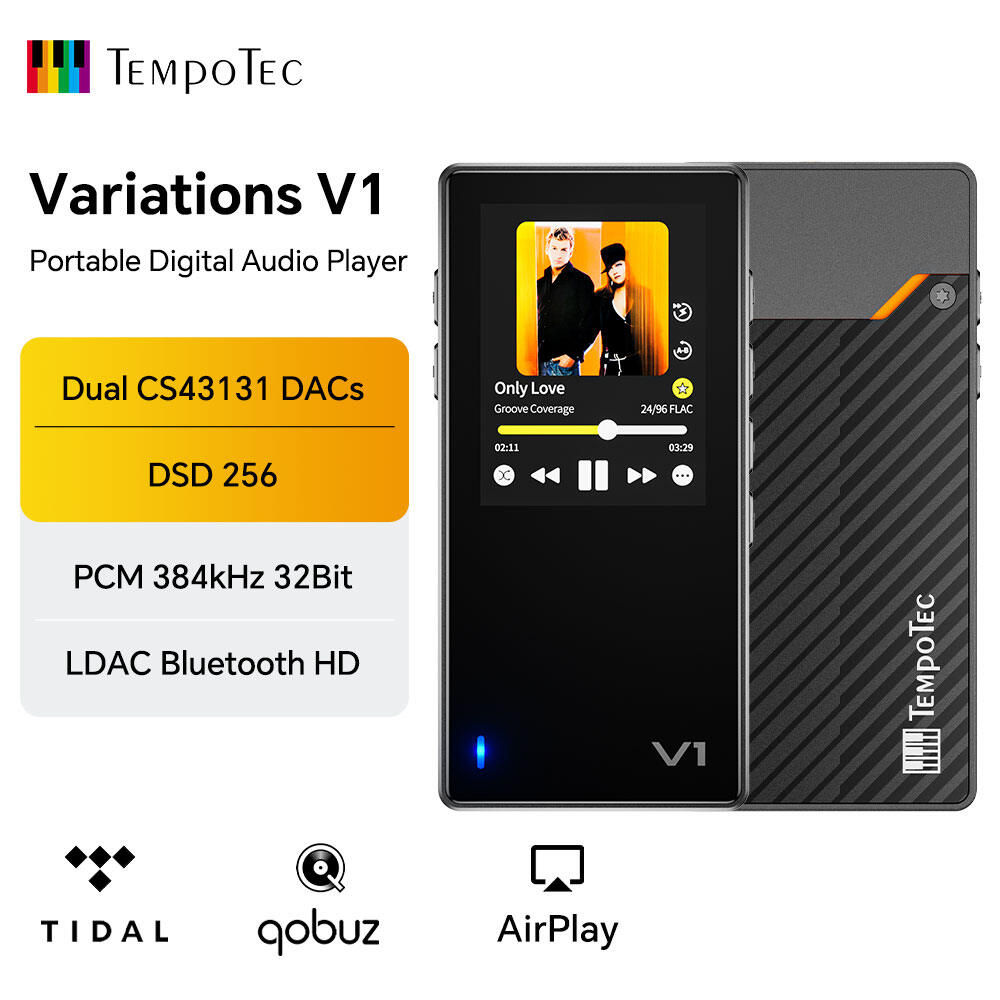 Tempotec V1 Máy nghe nhạc số di động Dual CS43131 DACs DSD 256 PCM 384kHz 32Bit LDAC Bluetooth HD HiFi Music Player với hỗ trợ Tidal Qobuz AirPlay