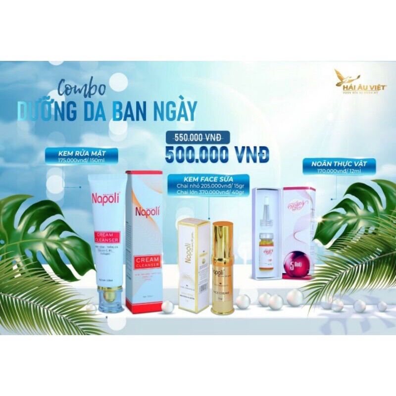💥𝐂𝐎𝐌𝐁𝐎 trắng da 𝐇𝐀̉𝐈 𝐀̂𝐔 𝐕𝐈𝐄̣̂𝐓💥noãn thực vật+sữa rửa mặt+kem face napoli