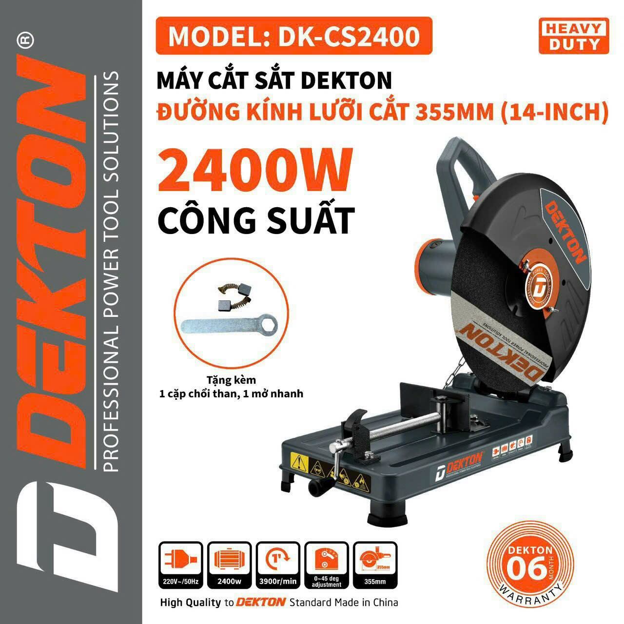 Máy cắt sắt dekton dk cs2400 để bàn dùng đá 355mm
