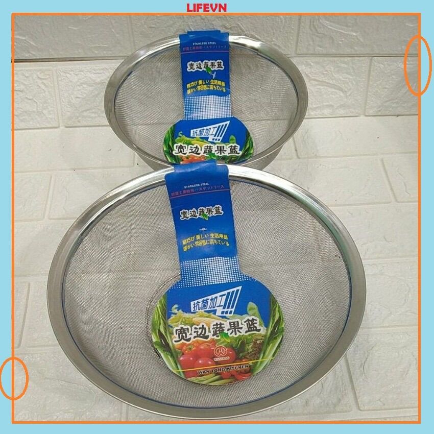 Rổ lưới inox 25cm có viền cao cấp